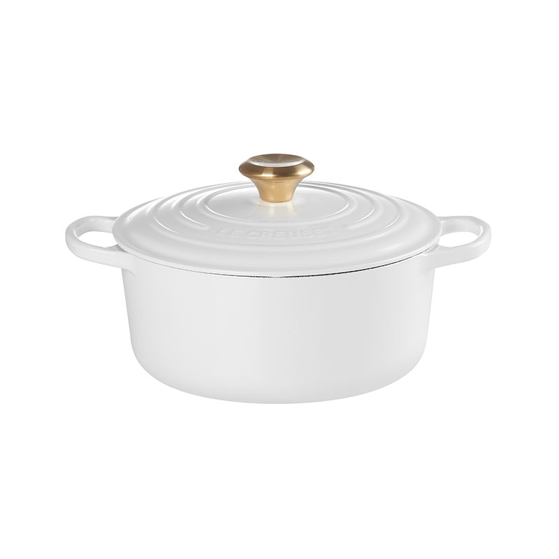 Cast Iron Round Casserole, 24cm, White-0