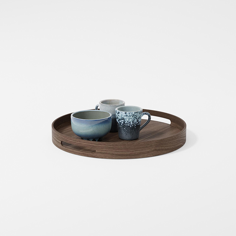 Busboy Round Tray, D30cm, Walnut-1