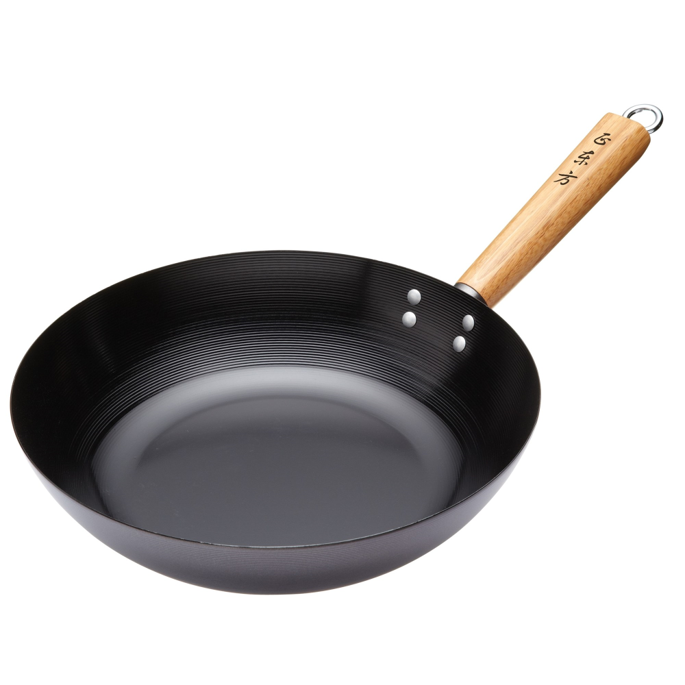 World of Flavours - Oriental Non-stick wok, Dia30cm, non-stick carbon steel with wooden handle-0