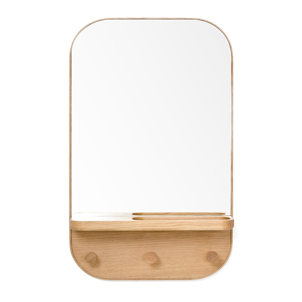 Silent Butler Storage mirror, H73.5 x W41 x D13.5cm, Oak/Mirrored Glass-1