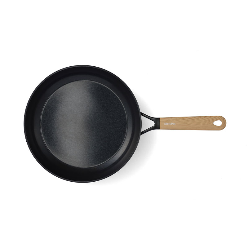 Eco-Smartshape Non Stick Frying Pan with Light Wood Patterned Handle, 28cm, Black-3