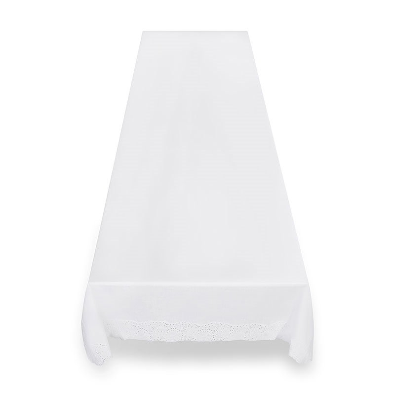 Broderie Anglaise Linen Tablecloth, 165 x 300cm, White-2