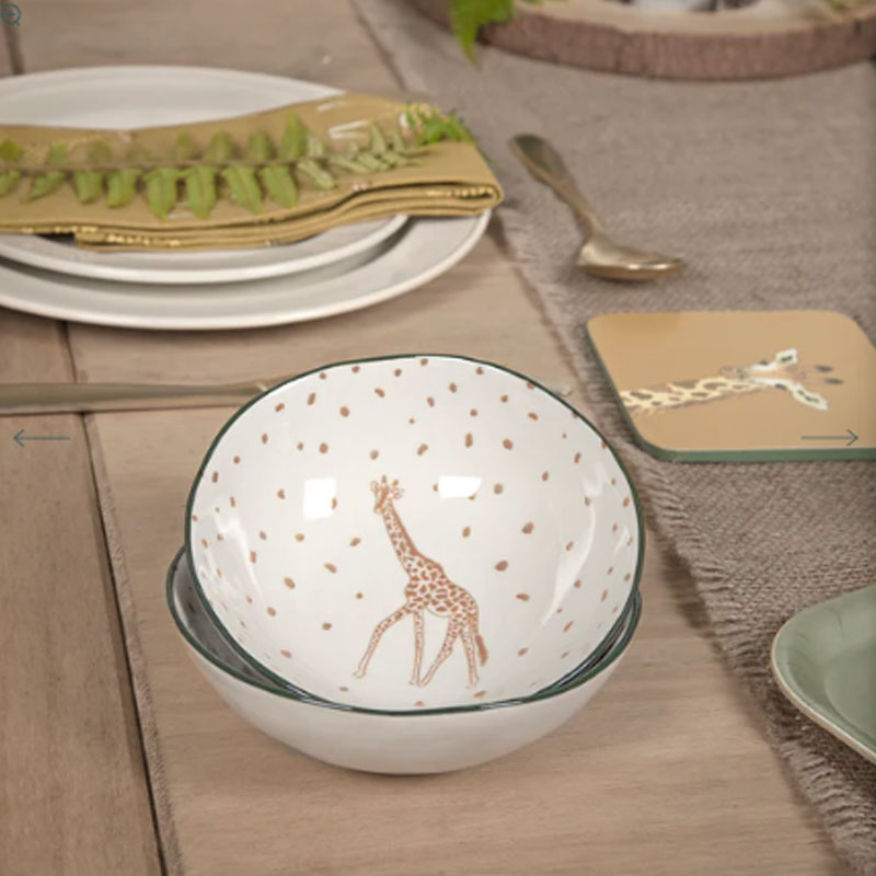 Giraffe Stoneware Nibble Bowl, Cream-0