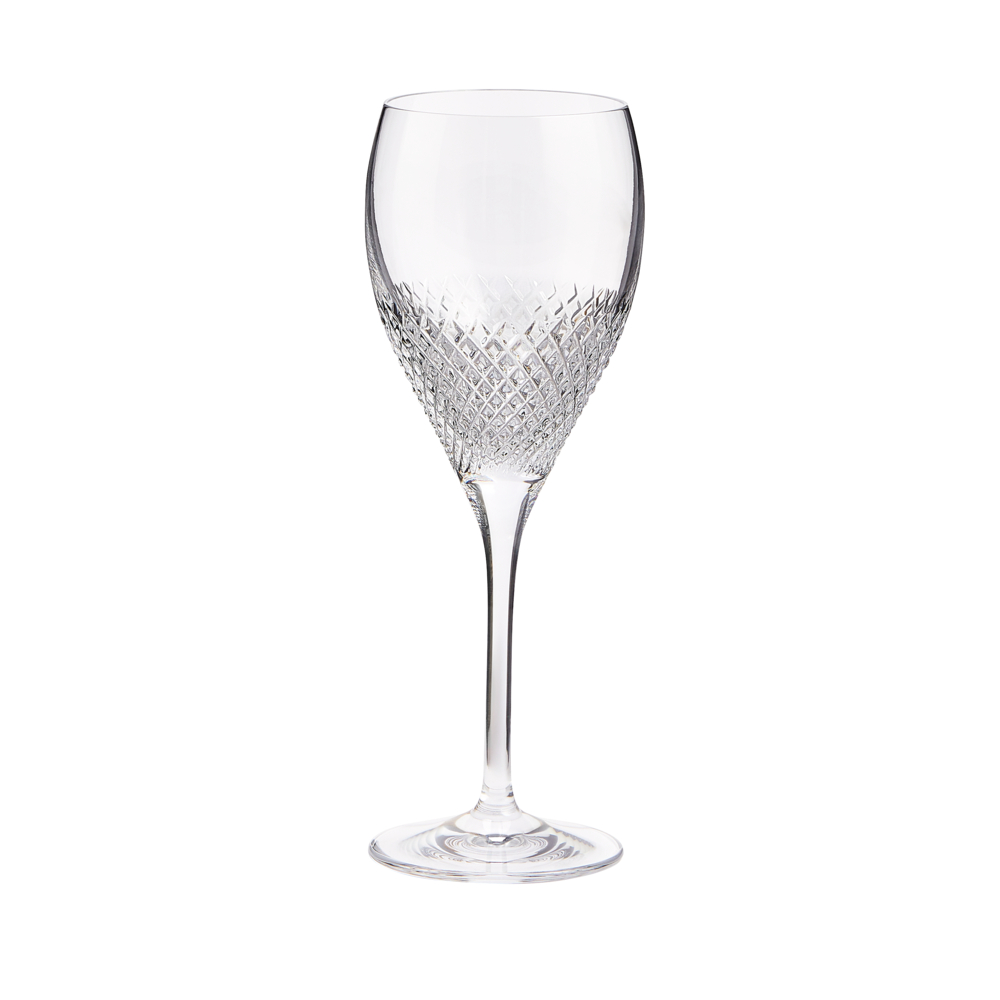 Diamond Mosaic Set of 2 White Wine Glasses, 240ml, Clear-0