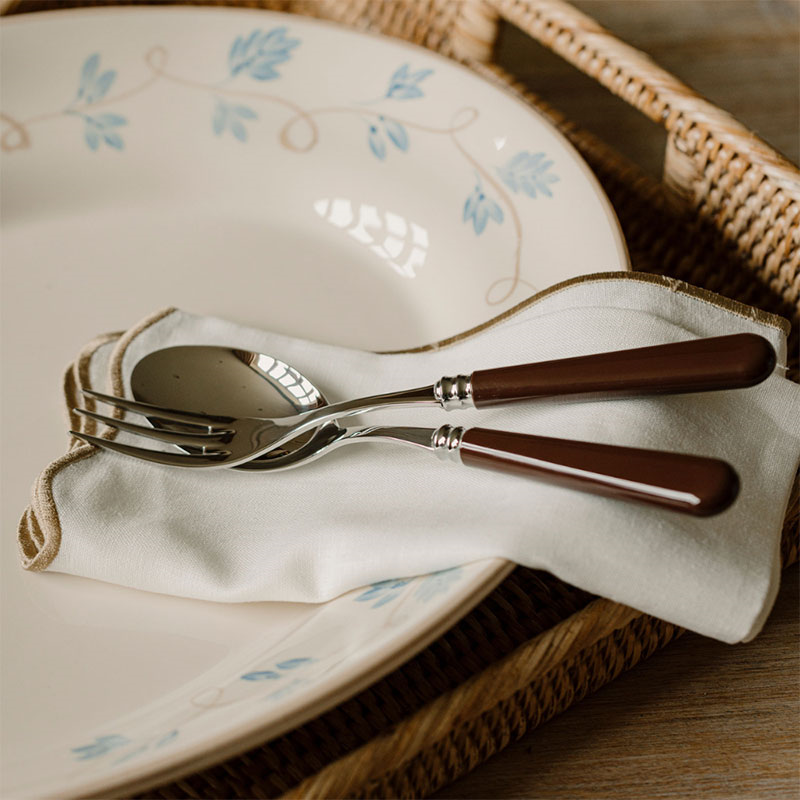 Scalloped Linen Dinner Napkin, Taupe, 50cm, Taupe-4