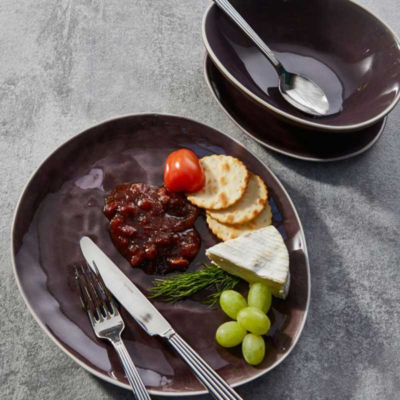 Vie Naturelle 16 Piece Dinner Set, Aubergine-1