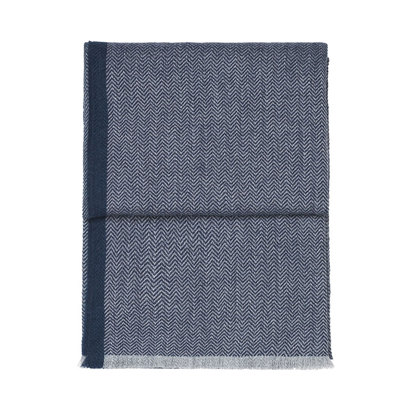 Herringbone Throw, H190cm x W130cm, Dark Blue/Grey-1