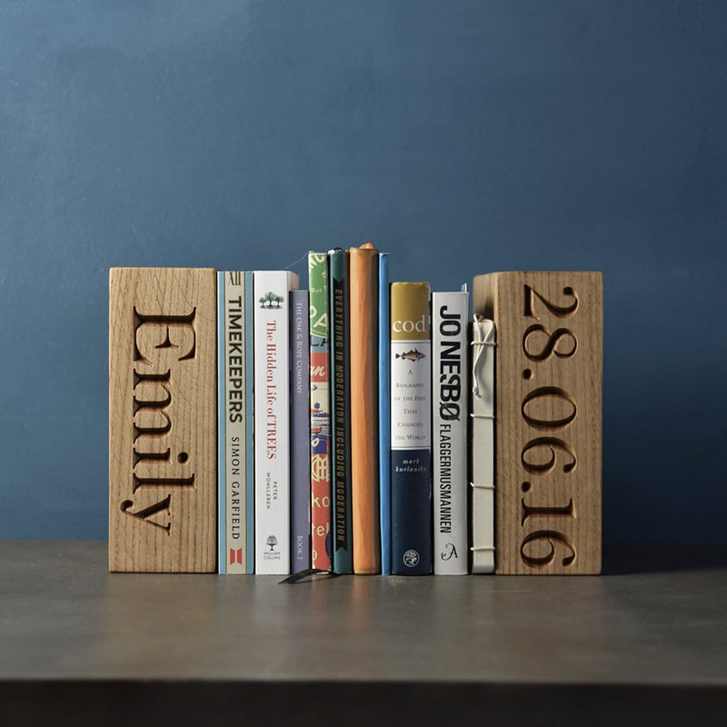 Personalised Pair of Bookends, Oak-0