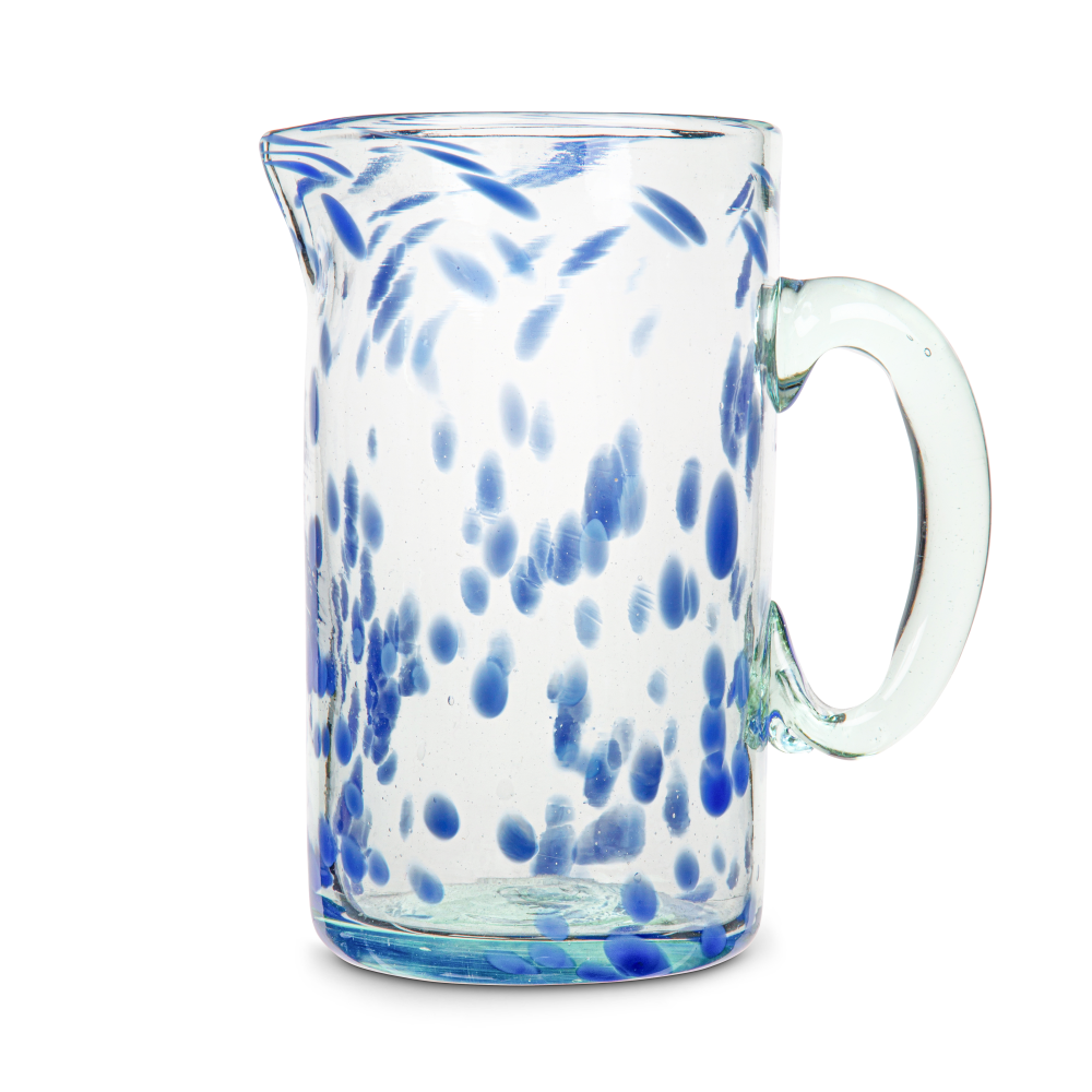 Azul Hand Made Glass Jug/Pitcher, 1L, Blue-1