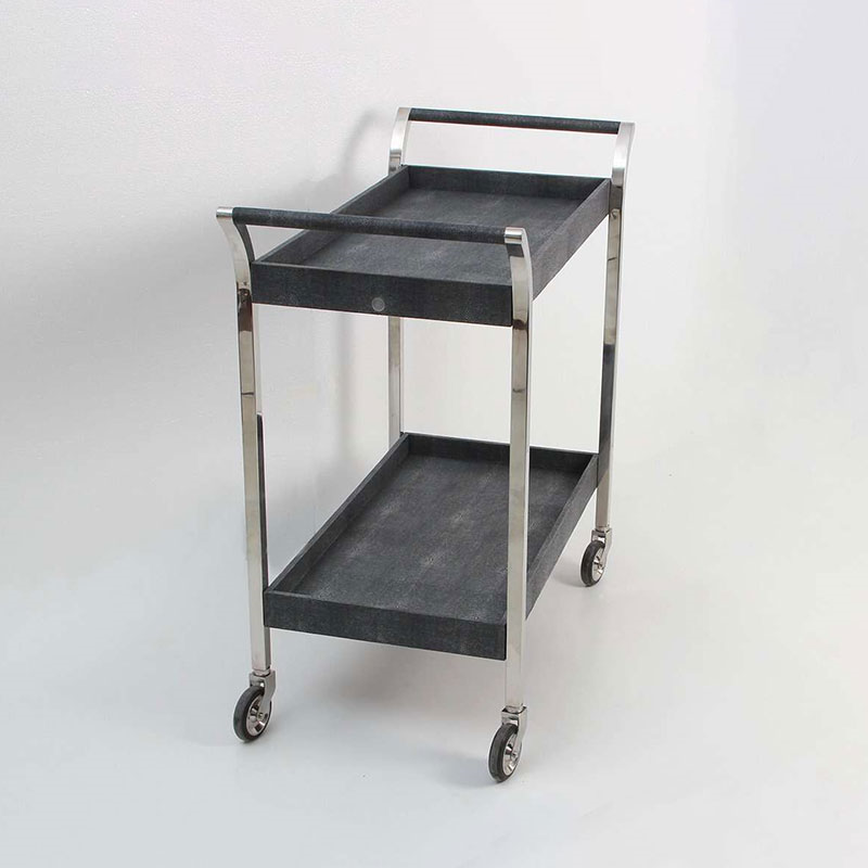 Woodstock Drinks Trolley, Charcoal Shagreen-4