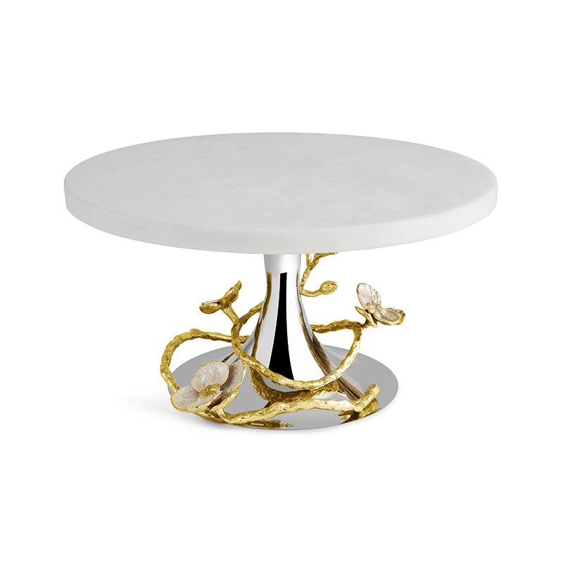 Orchid Cakestand, D28cm, White Marble-0