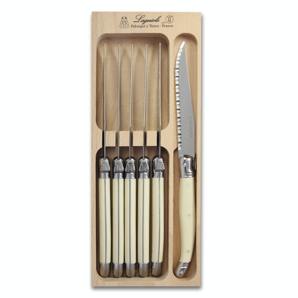 Steak Knife Set, Ivory Handle, Set of 6-0