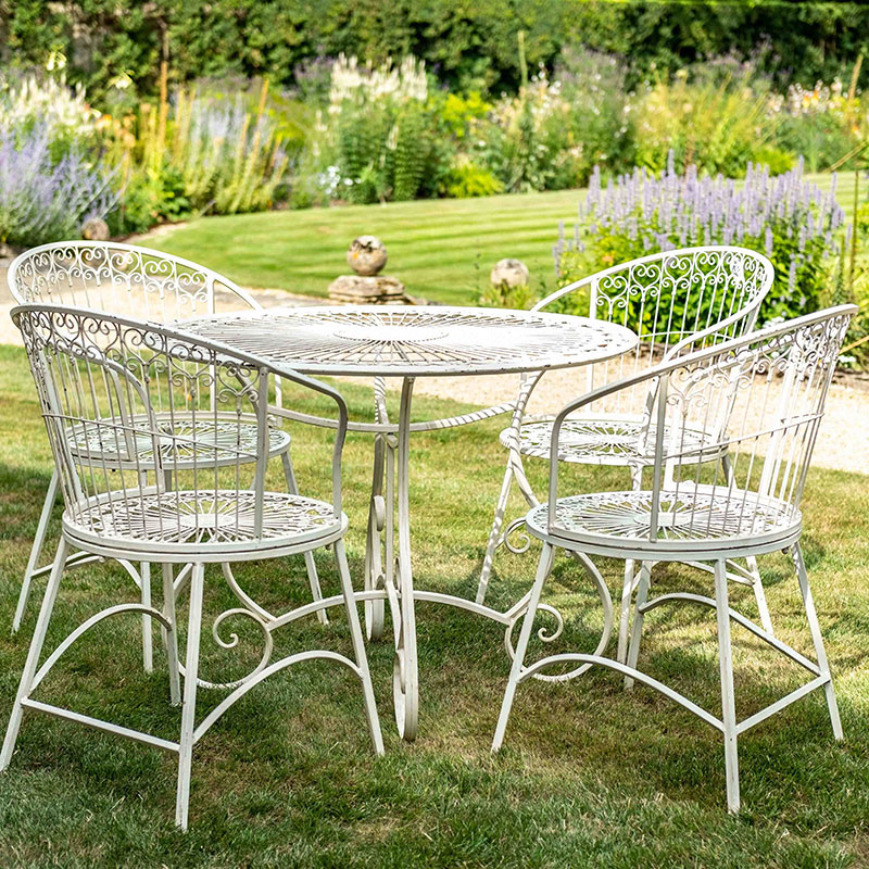 Basildon 5 Piece Bistro Set, Antique Cream-0