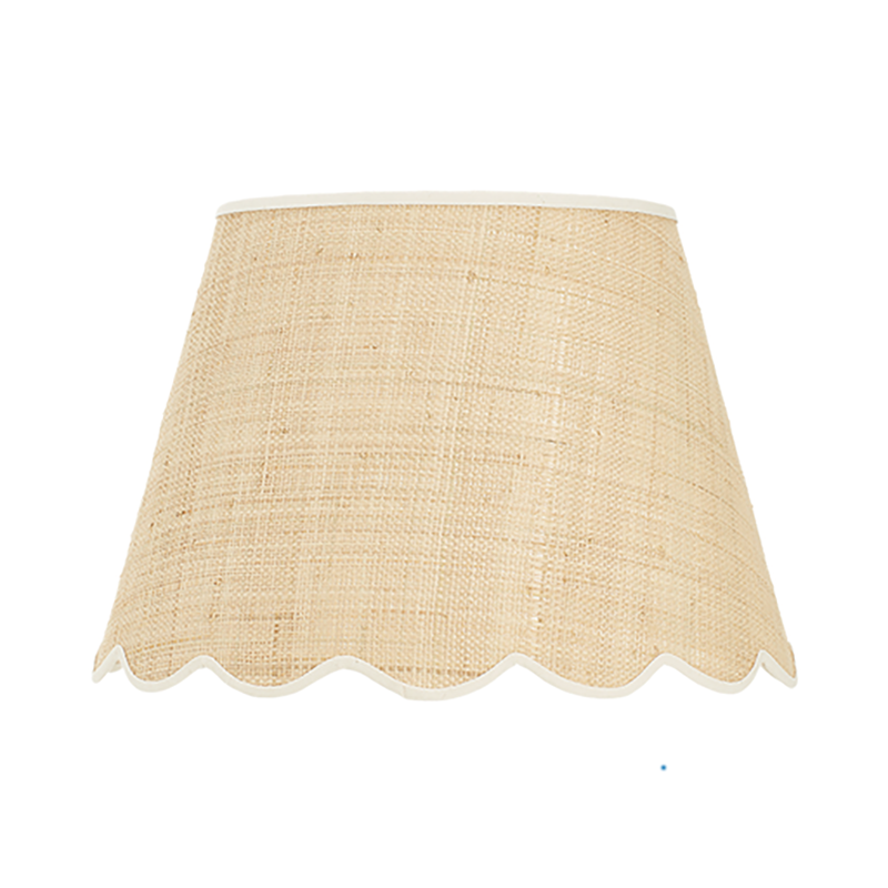 Raffia Scallop Medium Lampshade, Cream Trim-1