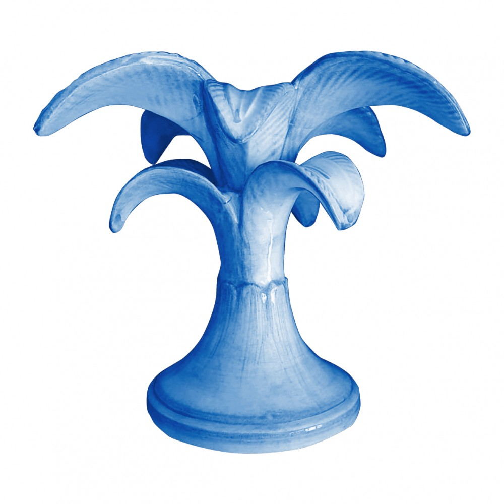 Palm Candlestick, H20cm, Blue-0