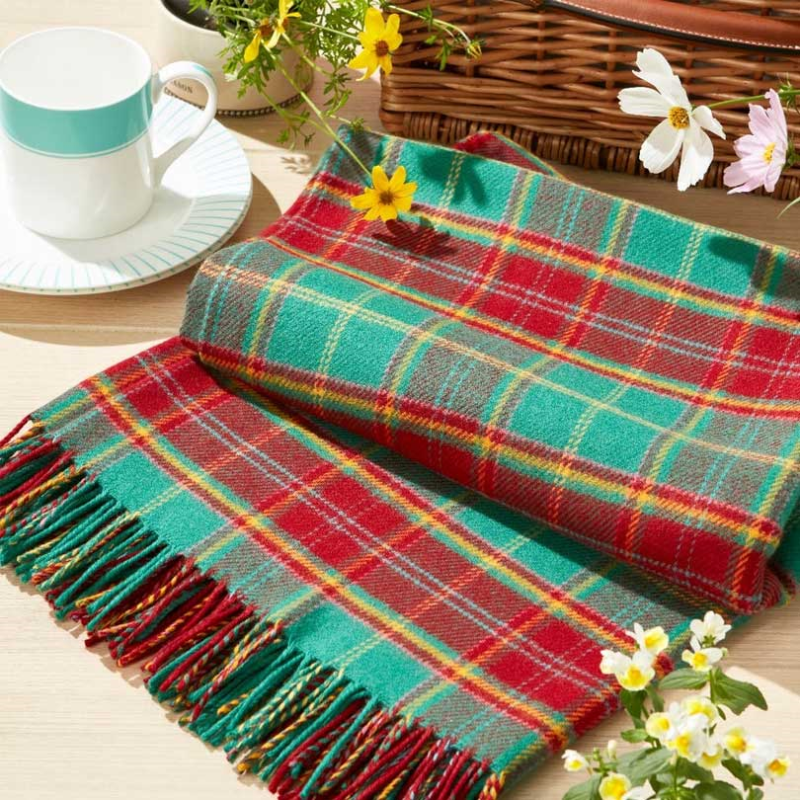 Tartan Lambswool Picnic Blanket, H140 x W180cm-0