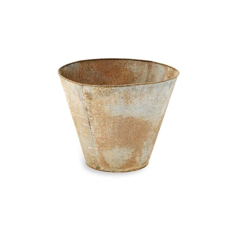 Abari Tapered Planter, H50 x W40cm, Aged Zinc/Brown-3