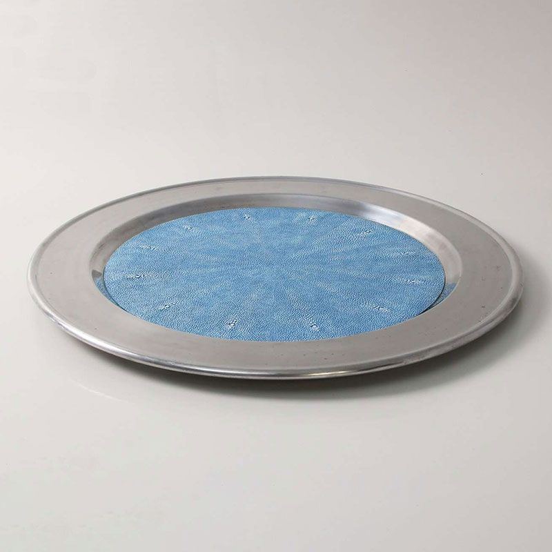 Duchess Serving Tray, D53cm, Blue Shagreen-2