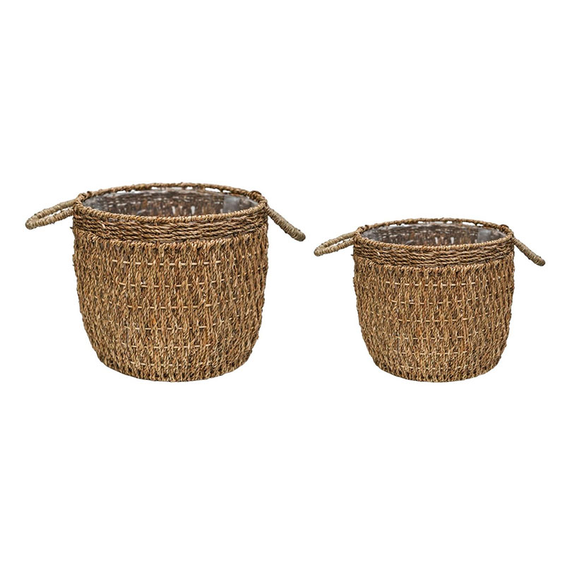 Seagrass Set of 2 lined baskets, H30 x D35cm, Natural-1