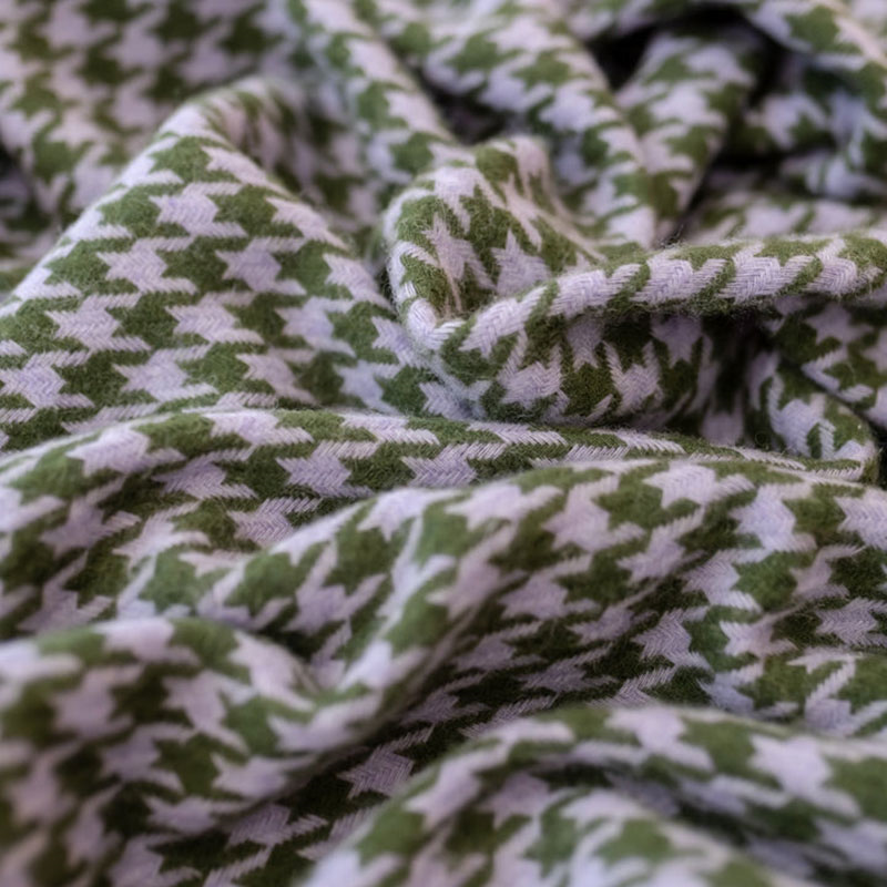 Lambswool Blanket, 150 x 200cm, Olive Houndstooth-3