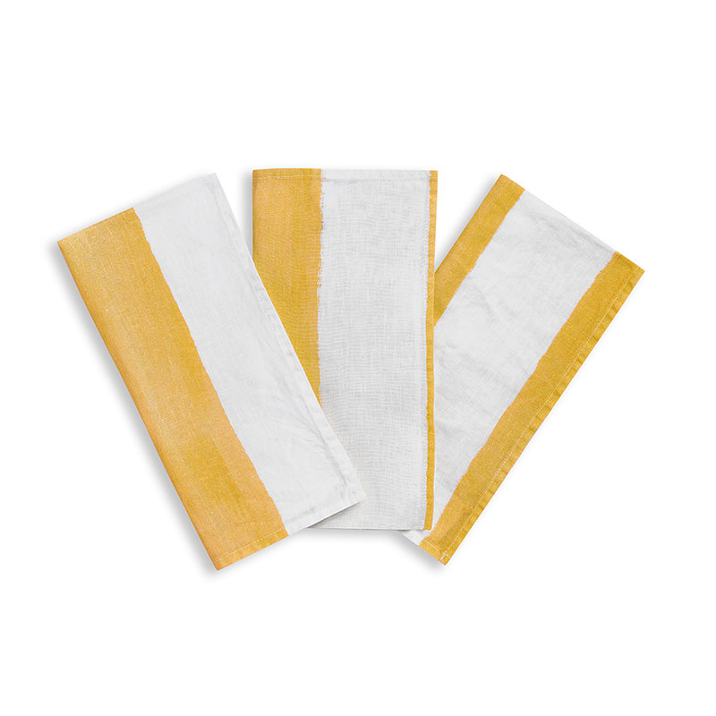 Stripe Linen Napkin, 50cm x 50cm, Lemon Yellow-1