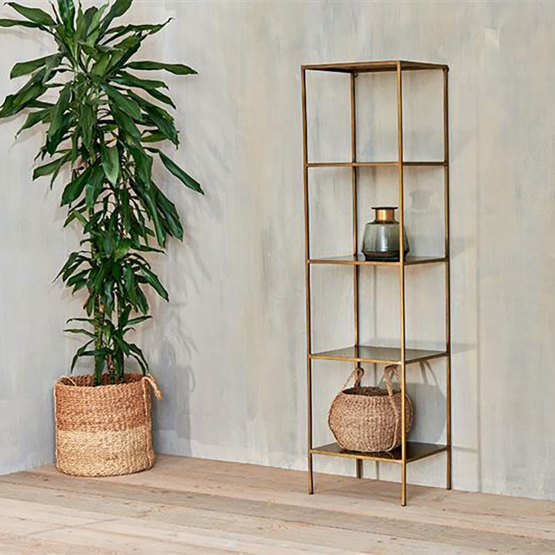 Mahi Shelving Unit, H170cm x W46cm, Antique Brass-2