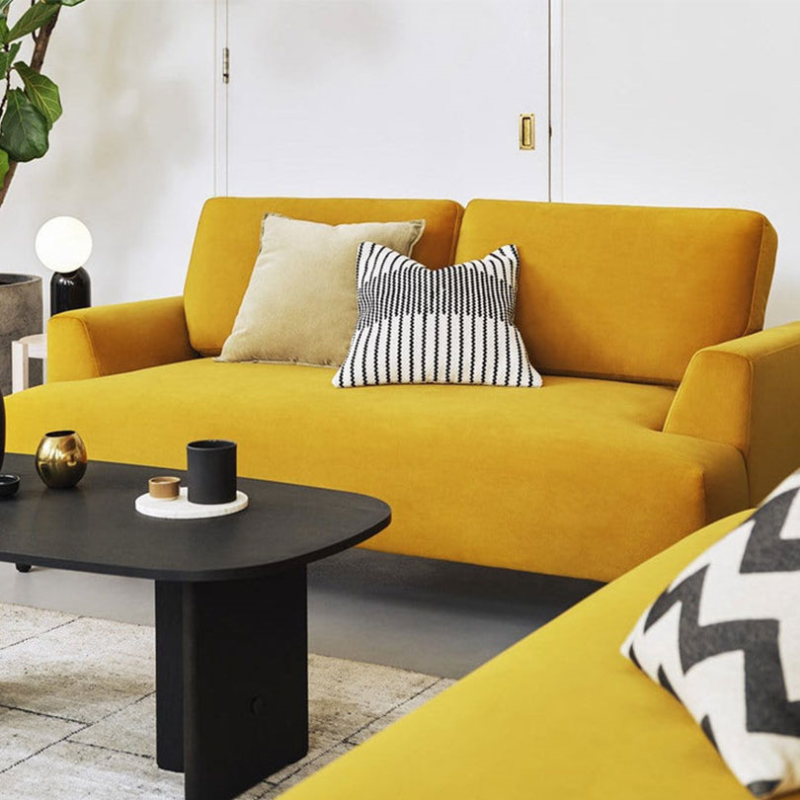 Model 05 2 Seater Velvet Sofa, Mustard-1