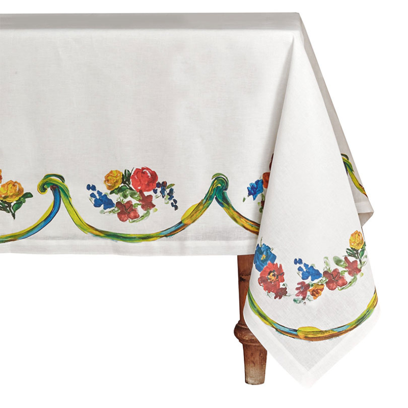 Winter Rose Linen Tablecloth, 170 x 260cm-0