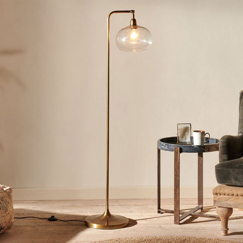 Mulia Floor Lamp, H147cm, Antique Brass-0