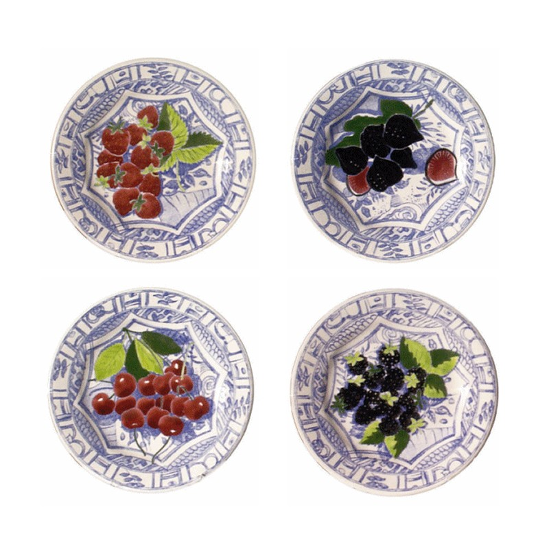 Oiseau Bleu Fruits Set of 4 dessert plates, 22cm-0