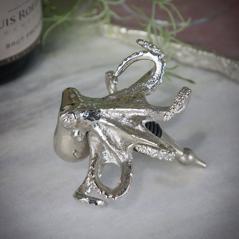 Octopus Bottle Stopper, H10cm, Nickel-0