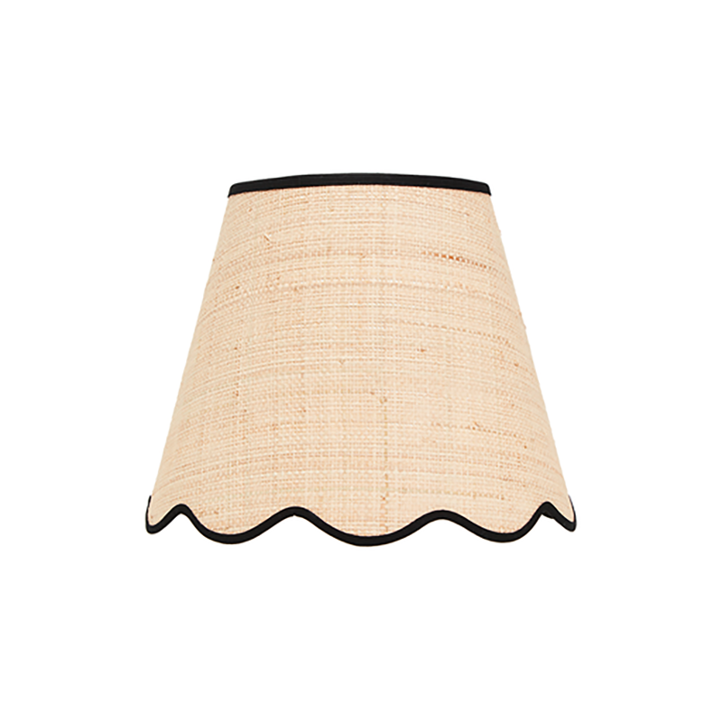 Raffia Scallop Small Lampshade, Black Trim-1