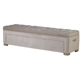 Ottoman, Button & Studded, Beige, 160cm, Beige-0