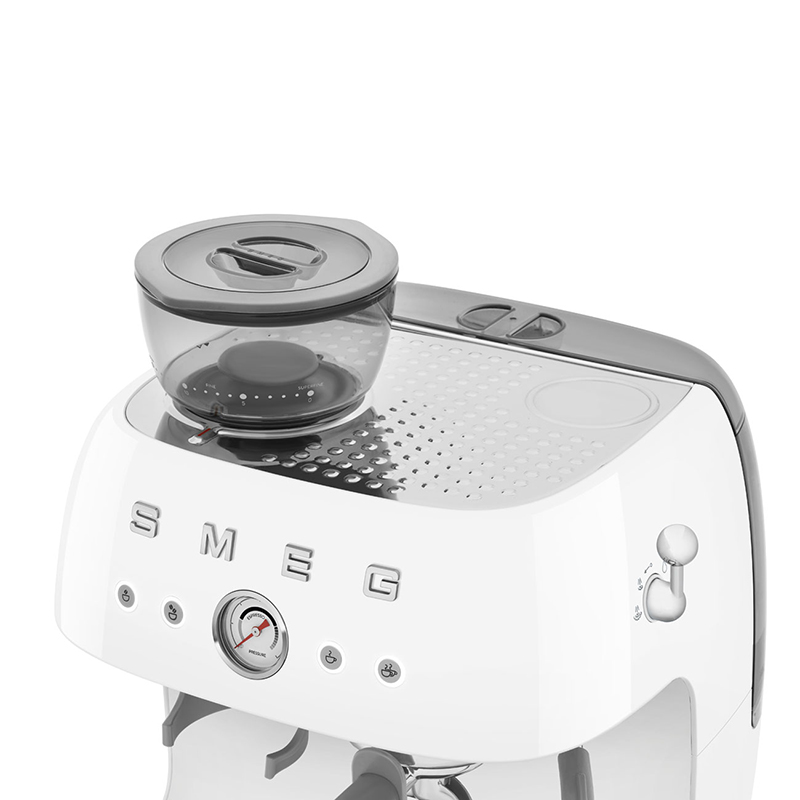 Espresso Coffee Machine with Grinder, White-6