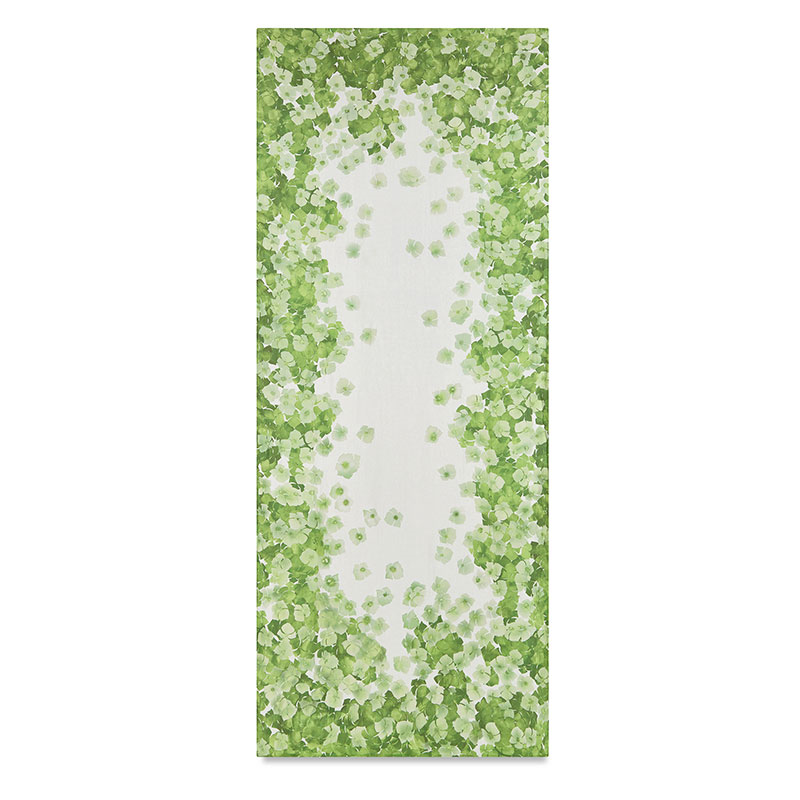 White Hydrangea Linen Tablecloth, 300cm x 165cm, Green-0