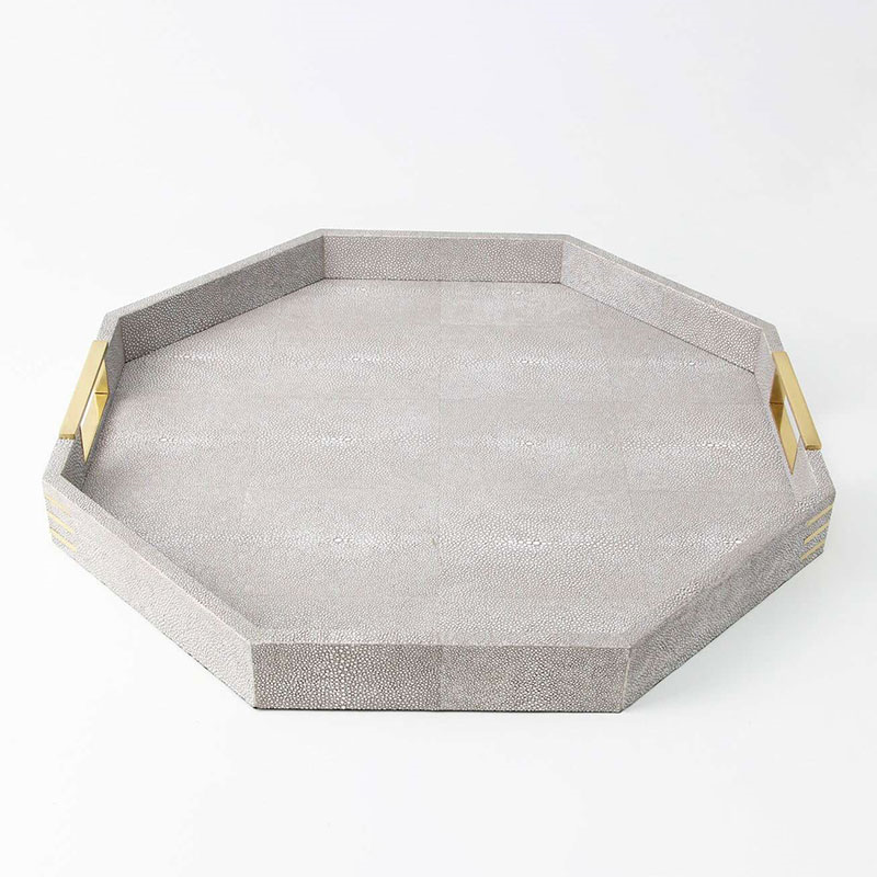 Christie Octagonal Serving Tray, D50cm, Barley Shagreen-2