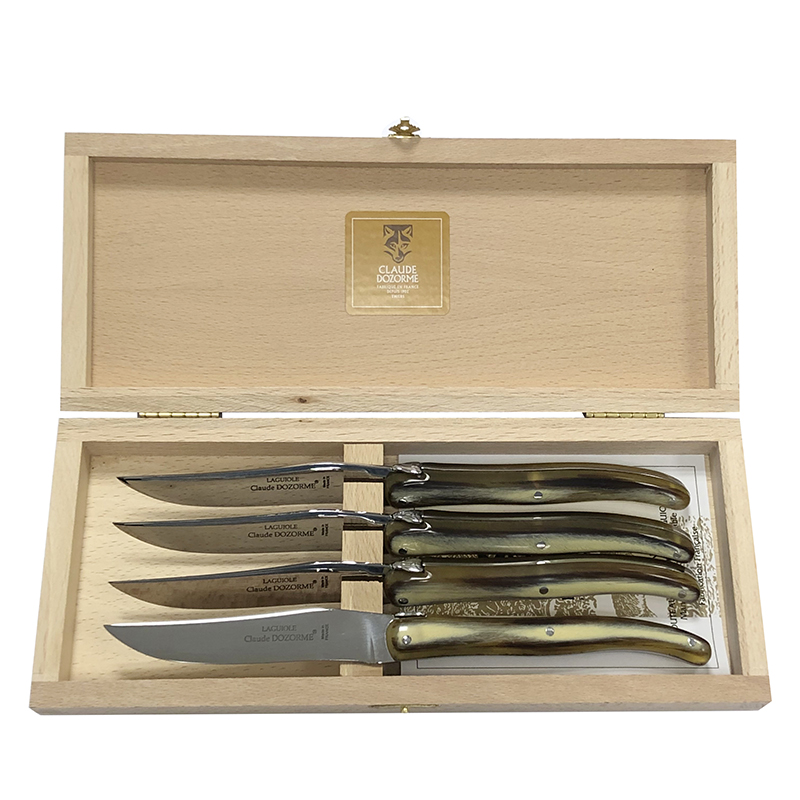 Laguiole Boxed Set of 4 Steak Knives, Horn-0