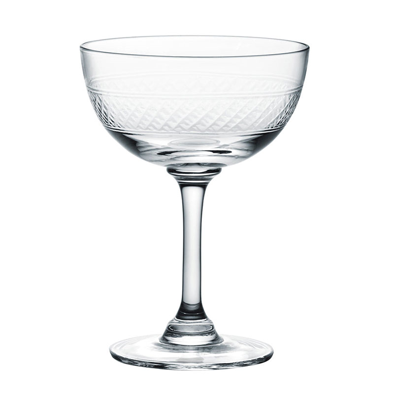 Bands Set of 2 Crystal Champagne Saucers, 150ml, Clear-0