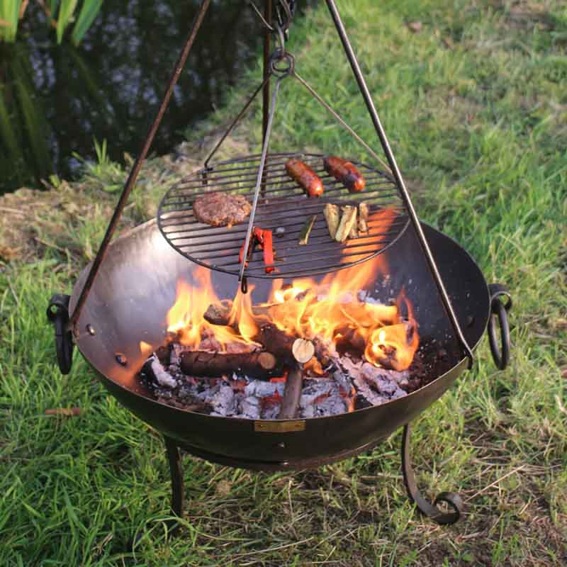 Tula Firebowl, Solid Steel, Low Stand, 70cm, Black-0