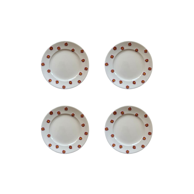 Winter Daisy Set of 4 Side Plates, H 3cm, W 22cm, D 22cm, White-1