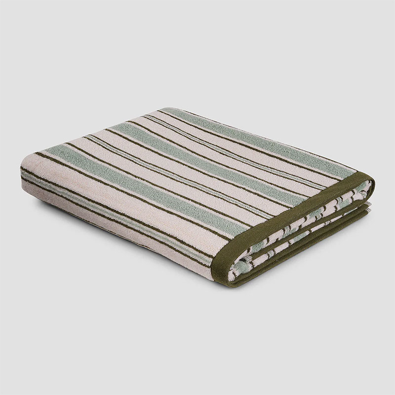 Shoreham Stripe Bath Sheet, Sage Botanical Green-1