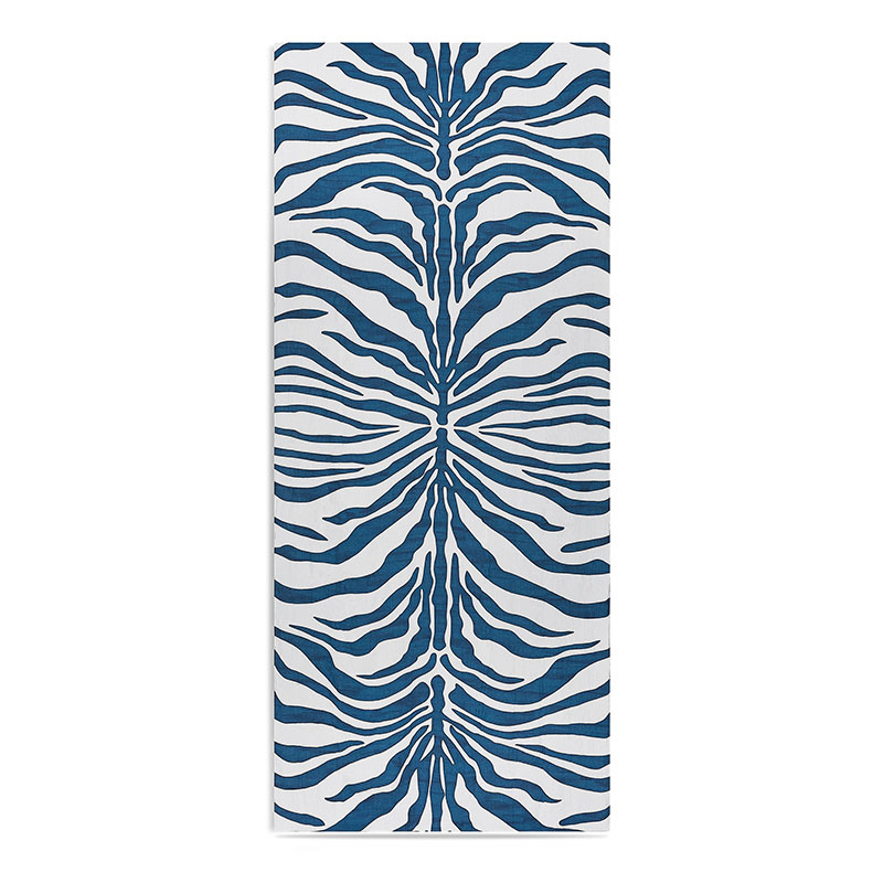 Zebra Linen Tablecloth, 300cm x 165cm, Petrol Blue-0