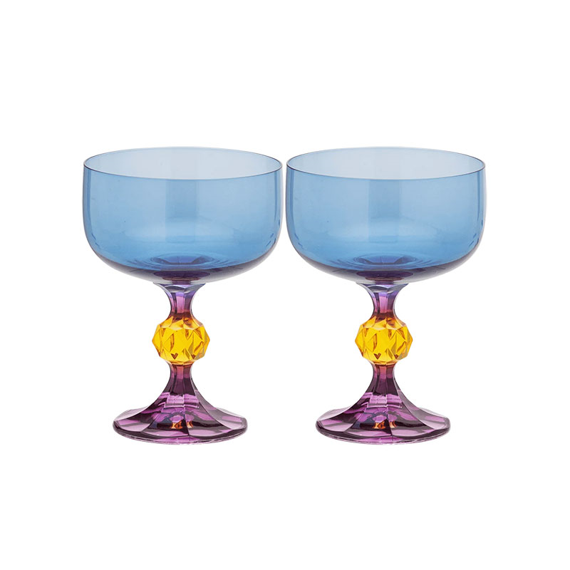 Bliss Set of 2 Cocktail Glasses, Blue & Purple-1