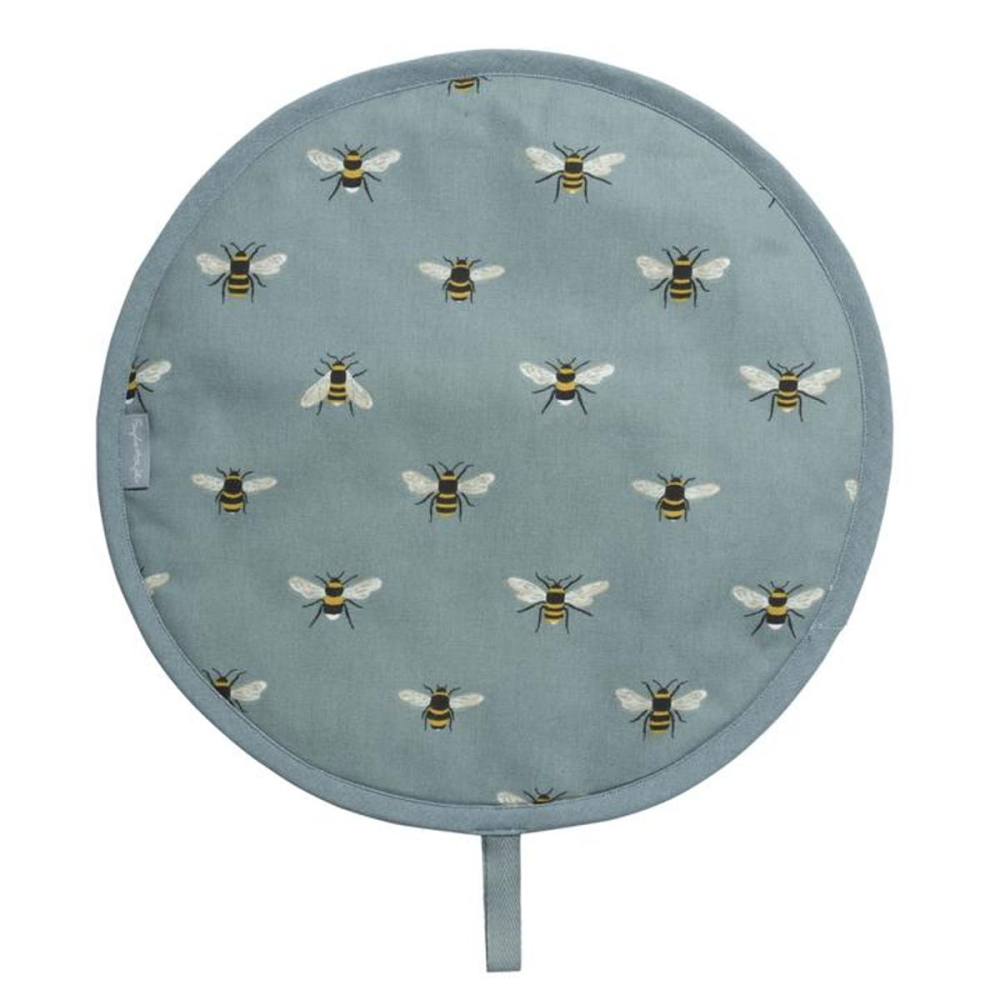 Bees Circular Hob Cover, Teal-0