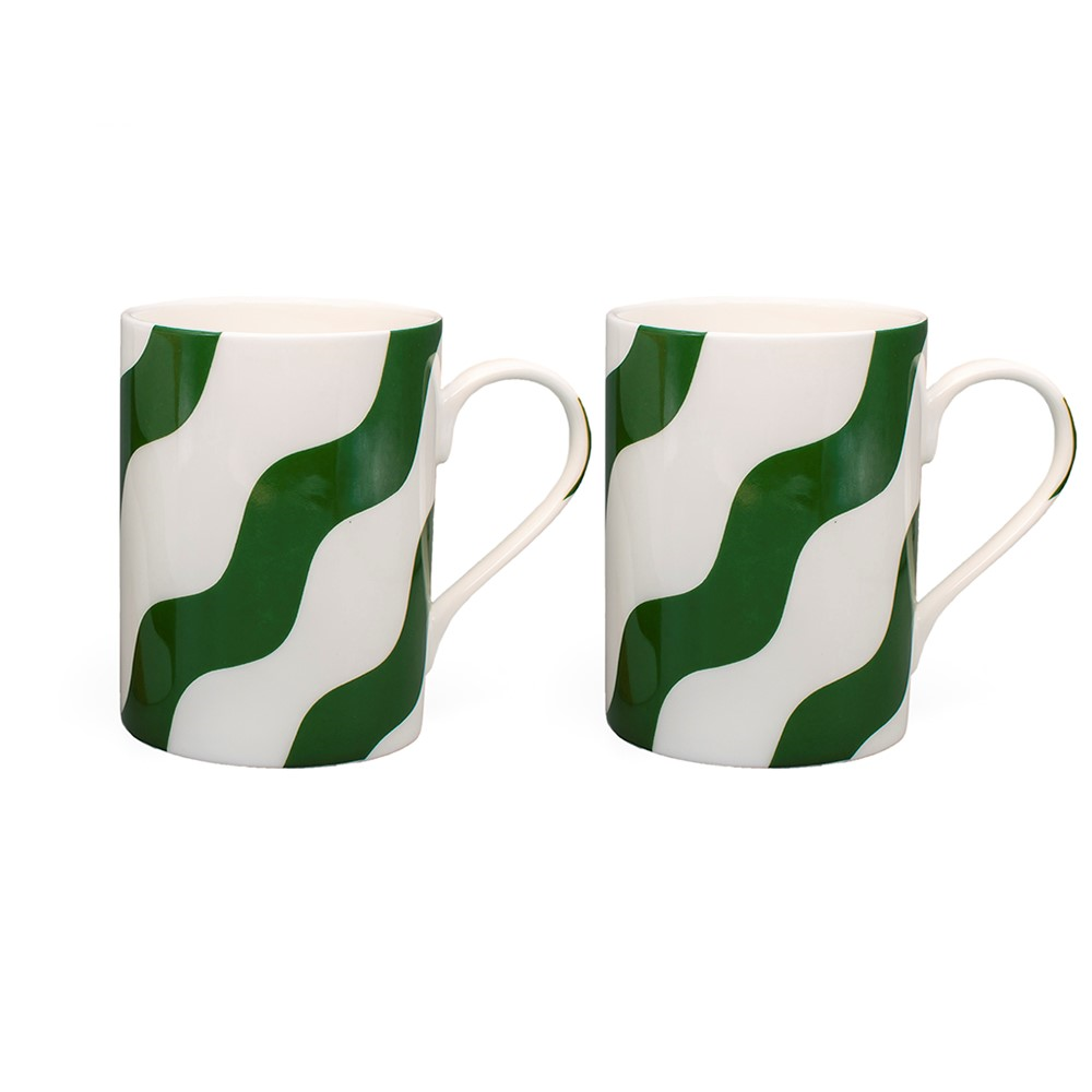 Scallop Collection Set of 2 Mugs, H10cm, Green-0