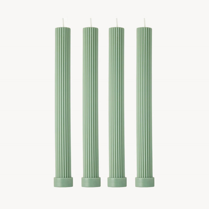 Roma Set of 4 Dinner Candles, H27cm, Jade Green-0