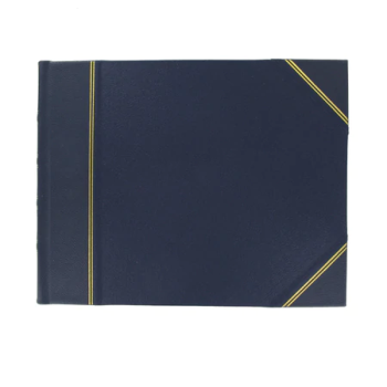 Classic Half Bound Lined Visitors Book, L22.2 x W28.5cm, Blue Hide-0