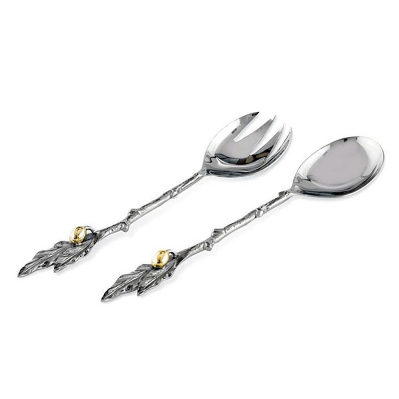 Olive Salad Servers, L28cm, Silver-0