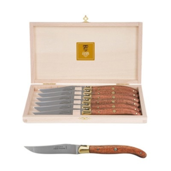 Claude Dozorme- Box of 6 Steak Knives, Exotic Wood-0