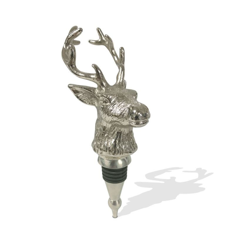 Stag Bottle Stopper, H18.5 x W6cm, Nickel-1